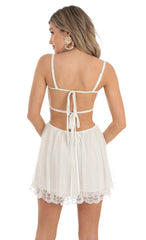 Mesh Dotted Dress in White