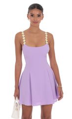 Floral Strap Flare Dress in Lilac
