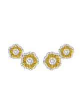 Halo Flower Yellow Gold Earrings