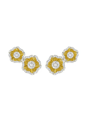 Halo Flower Yellow Gold Earrings