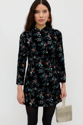 Delphina - Botanical Embroidery Black