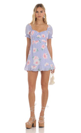 Floral Fit and Flare Dress in Purple