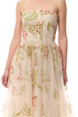 Embroidered Tulle Tea-Length Dress