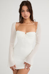 ivory chiffon halter mini dress
