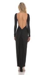 Bodycon Open Back Maxi Dress in Black
