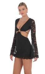 Lace Cutout Dress in Black