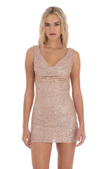 Sequin Cowl Neck Open Back in Gold