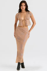 shimmer cafe au lait bias cut maxi skirt