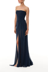 Ocean Chiffon Draped Gown