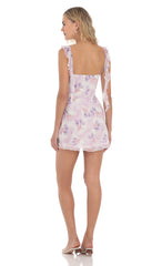 Tassel Strap Floral Dress in Lavender