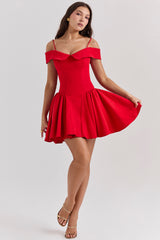 scarlet off shoulder mini dress