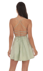 Jacquard Fit and Flare Dress in Sage