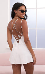 Ruched A-Line Dress in White