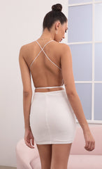 Cowl Neck Velvet Dress in White Velvet