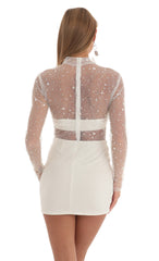 Glitter Sheer Dress in White