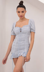Puff Sleeve Eyelet Dress in Baby Blue