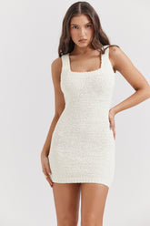cream chenille knit mini dress