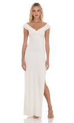 Off Shoulder Twist Maxi Dress in White