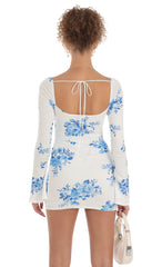 Floral Long Sleeve Dress in White