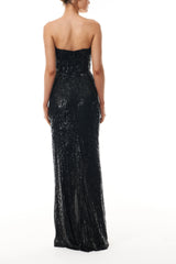 Noir Sequin Column Gown
