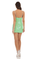 Sequin Slip Dress in Green
