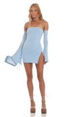 Ina Bell Sleeve Dress in Blue