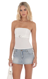Strapless Buckle Top in White