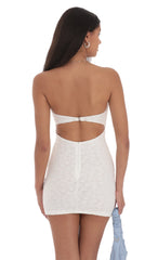 Textured Floral Cutout Dress in White