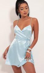 Satin A-Line Dress in Light Blue