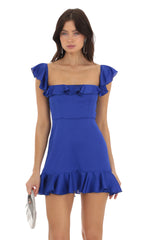 Ruffle Mini Dress in Blue