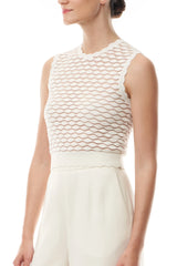 Ivory Scallop Knit Shell