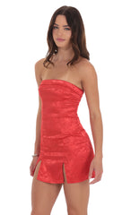 Paisley Jacquard Bodycon Dress in Red