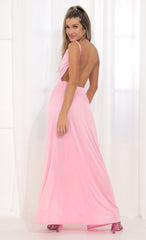 Metallic Maxi Dress in Pink Shimmer