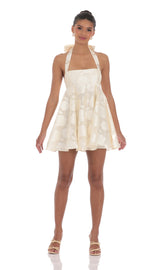 Floral Flare Babydoll Dress in Cream