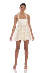 Floral Flare Babydoll Dress in Cream