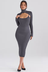 charcoal knit midi dress