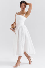 white broderie anglais midi sundress