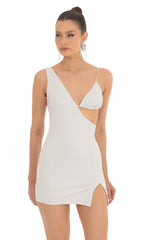 Shimmer Bust Cutout Dress in White