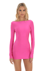 Open Back Bodycon Dress in Hot Pink