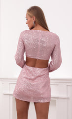 O-Ring Sequin Dress in Pink