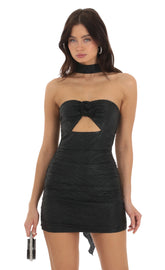 Ruched Scarf Dress in Black