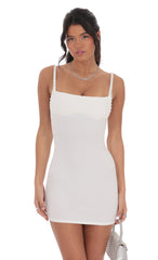 Pearl Outline Bodycon Dress in White