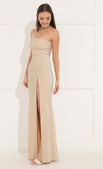 One Shoulder Maxi in Champagne