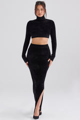black chenille maxi skirt