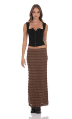 Ruffle Lace Maxi Skirt in Brown