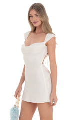 Cowl Neck Open Back Dress in White