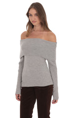 Off Shoulder Knitted Jumper in Grey