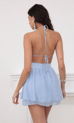 Halter Chiffon Dress in Blue Dots