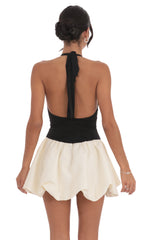 Halter Bubble Dress in Black and White