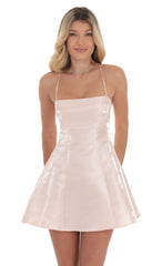 Sheen Fit and Flare Dress in Pink